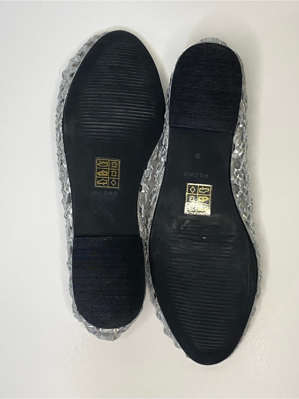 Pilcro by Anthropologie Woven Ballet Flat Silver Metallic Leather EU 39 US 8.5-9 - Picture 12 of 12